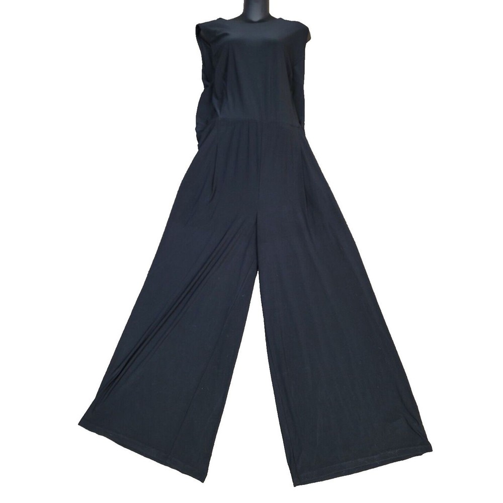Lauren Ralph Lauren Womens 20W Black Wide‎ Leg Lined Sleeveless Jumpsuit